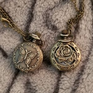 2 brand new pocketwatch necklaces
